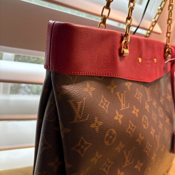 Louis Vuitton Brown and Red Monogram Tote - Picture 11 of 16